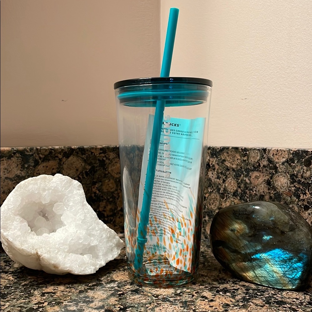 Starbucks 18oz Glass Tumbler W/Lid and Straw. Cold Beverages Only. NWT